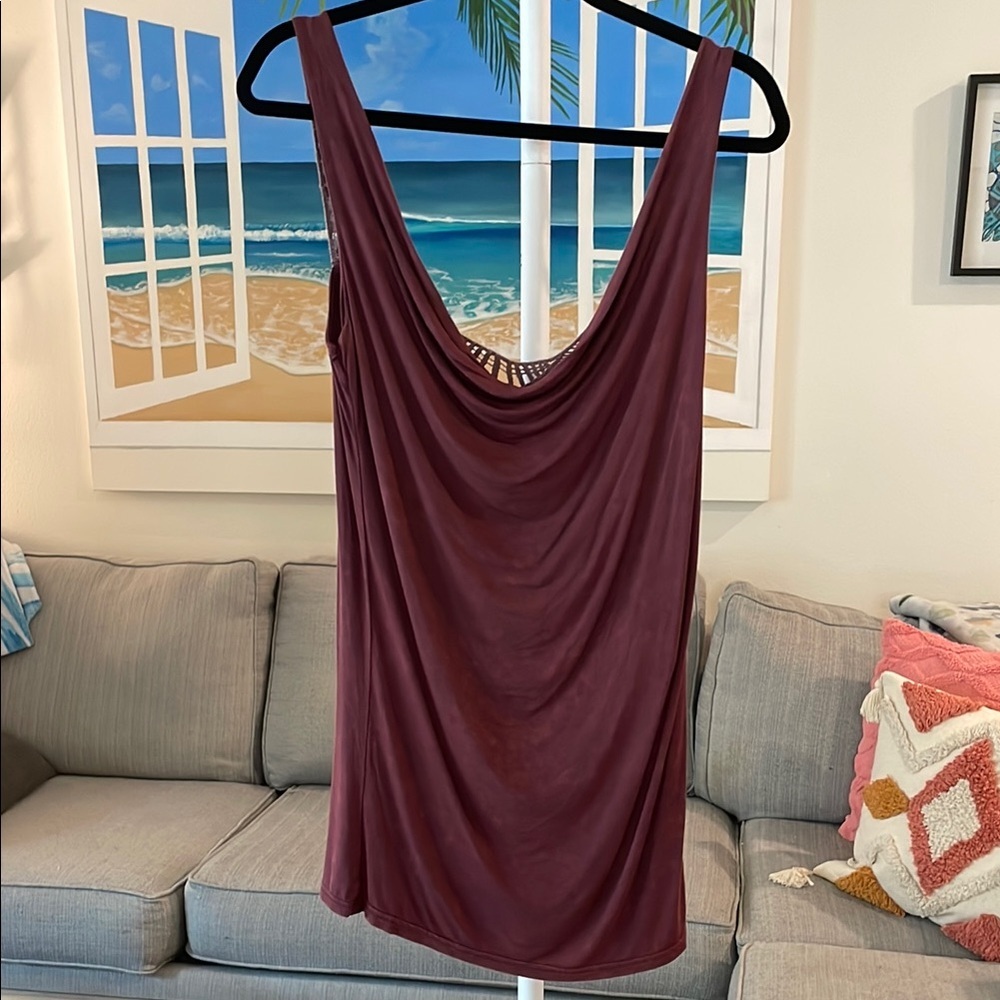POL Burgundy Draped Sleeveless Tunic
